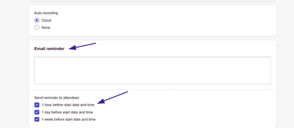 Screenshot showing meeting details