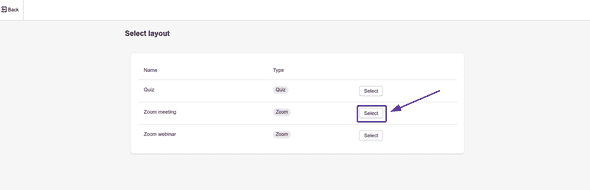 Screenshot showing select template
