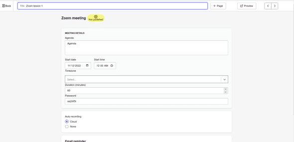 Screenshot showing meeting details
