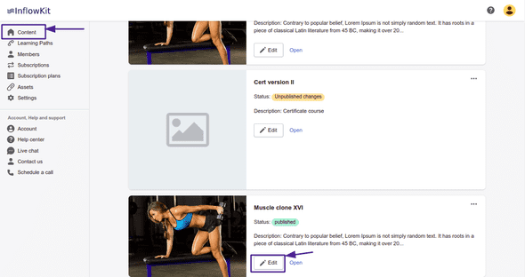 Screenshot showing select course