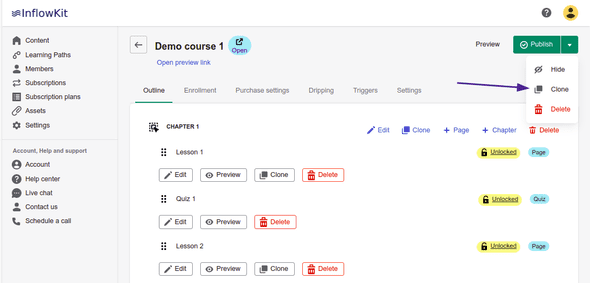 Screenshot navigation button