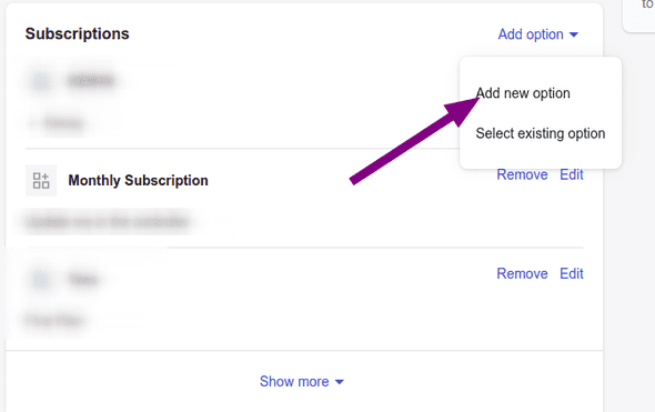 Screenshot select options