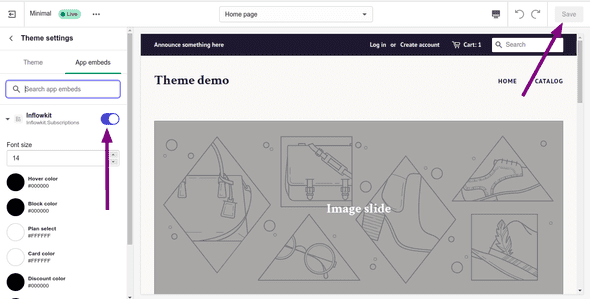 Screenshot activate app embedd